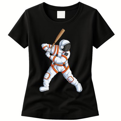 Space Astronaut Baseball Funny Baseball Player Womens T-Shirt