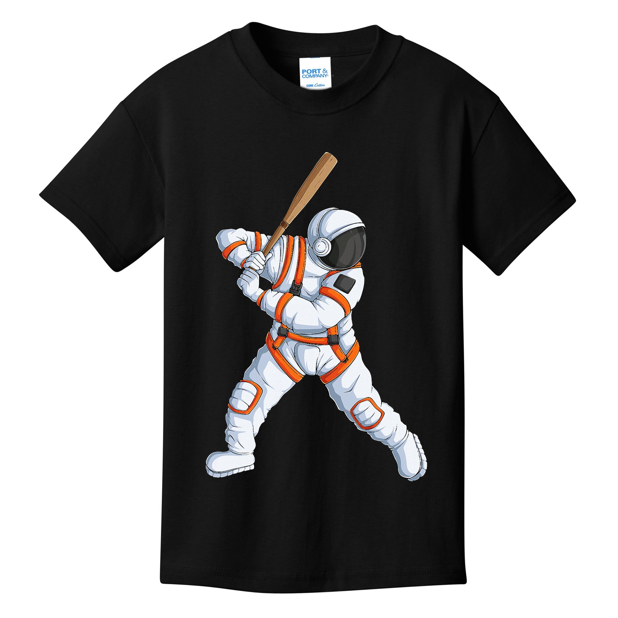 Space Astronaut Baseball Funny Baseball Player Kids T-Shirt