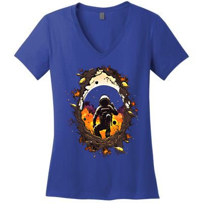 Space Astronaut Black Hole Astronomy Astronomer Funny Gift Women's V-Neck T-Shirt