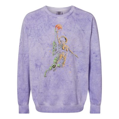 Space Astronaut Basketball Player Funny planet Colorblast Crewneck Sweatshirt