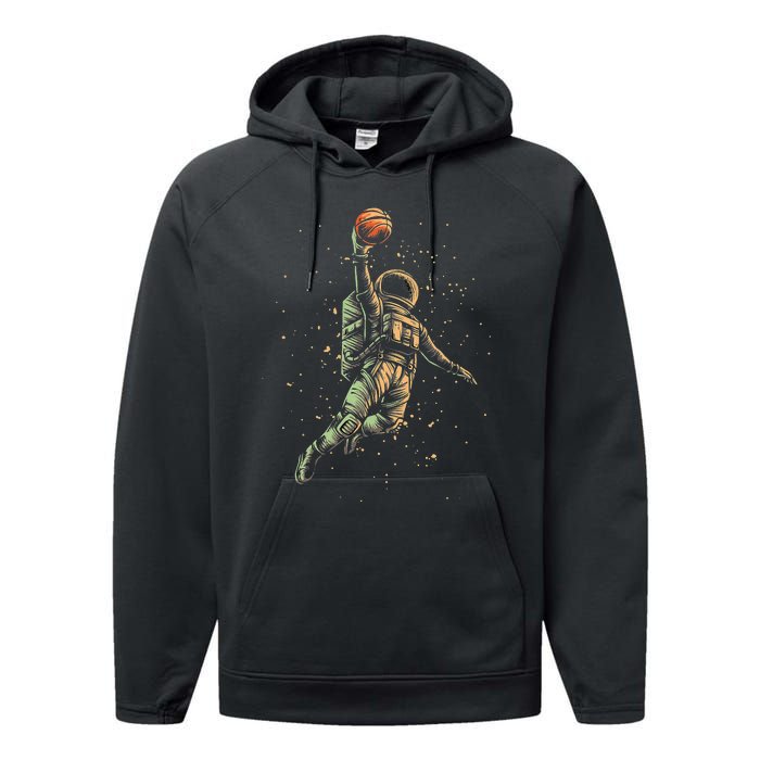 Space Astronaut Basketball Player Funny planet Performance Fleece Hoodie