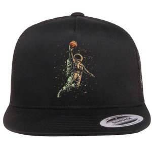 Space Astronaut Basketball Player Funny planet Flat Bill Trucker Hat