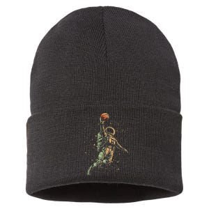 Space Astronaut Basketball Player Funny planet Sustainable Knit Beanie