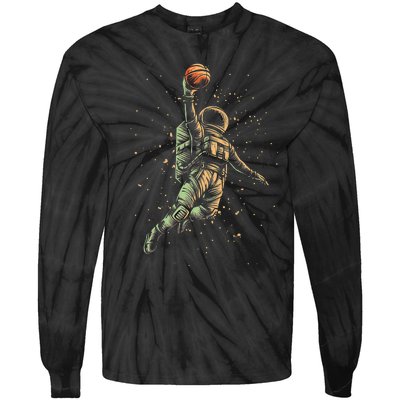 Space Astronaut Basketball Player Funny planet Tie-Dye Long Sleeve Shirt