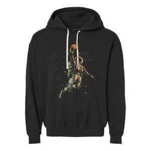 Space Astronaut Basketball Player Funny Garment-Dyed Fleece Hoodie