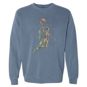 Space Astronaut Basketball Player Funny Garment-Dyed Sweatshirt