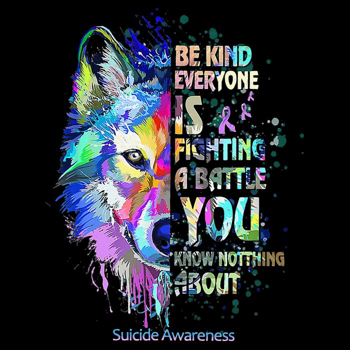 Suicide Awareness Be Kind Everyone Is Fighting A Battle Wolf 16 in Basic Backpack