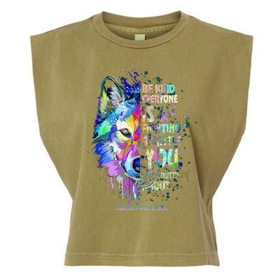 Suicide Awareness Be Kind Everyone Is Fighting A Battle Wolf Garment-Dyed Women's Muscle Tee