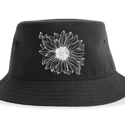 Sunflower And Butterflies Flowers Nature Boho Sustainable Bucket Hat