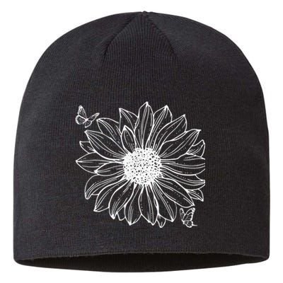 Sunflower And Butterflies Flowers Nature Boho Sustainable Beanie