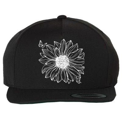 Sunflower And Butterflies Flowers Nature Boho Wool Snapback Cap