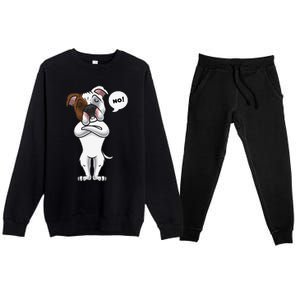 Stubborn American Bulldog Dog Funny Premium Crewneck Sweatsuit Set