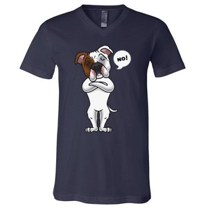 Stubborn American Bulldog Dog Funny V-Neck T-Shirt