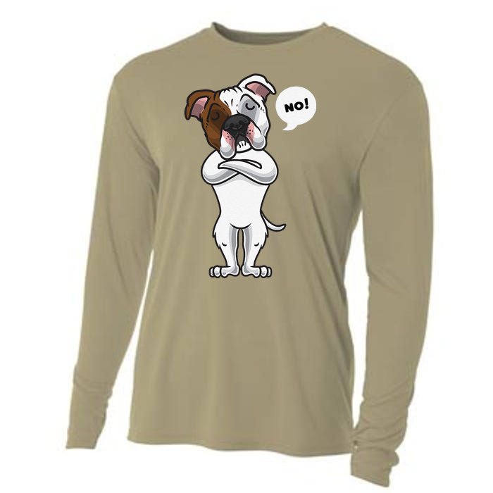 Stubborn American Bulldog Dog Funny Cooling Performance Long Sleeve Crew