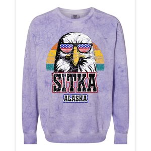 Sitka Alaska Bald Eagle Usa Flag Colorblast Crewneck Sweatshirt