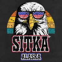 Sitka Alaska Bald Eagle Usa Flag 7 Panel Mesh Trucker Snapback Hat