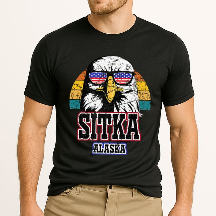 Sitka Alaska Bald Eagle Usa Flag Cooling Performance Crew T-Shirt