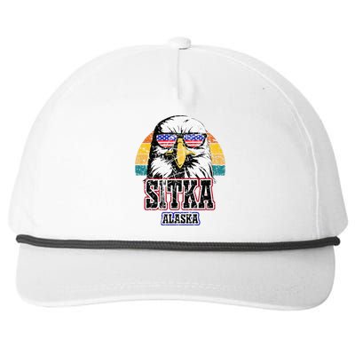 Sitka Alaska Bald Eagle Usa Flag Snapback Five-Panel Rope Hat