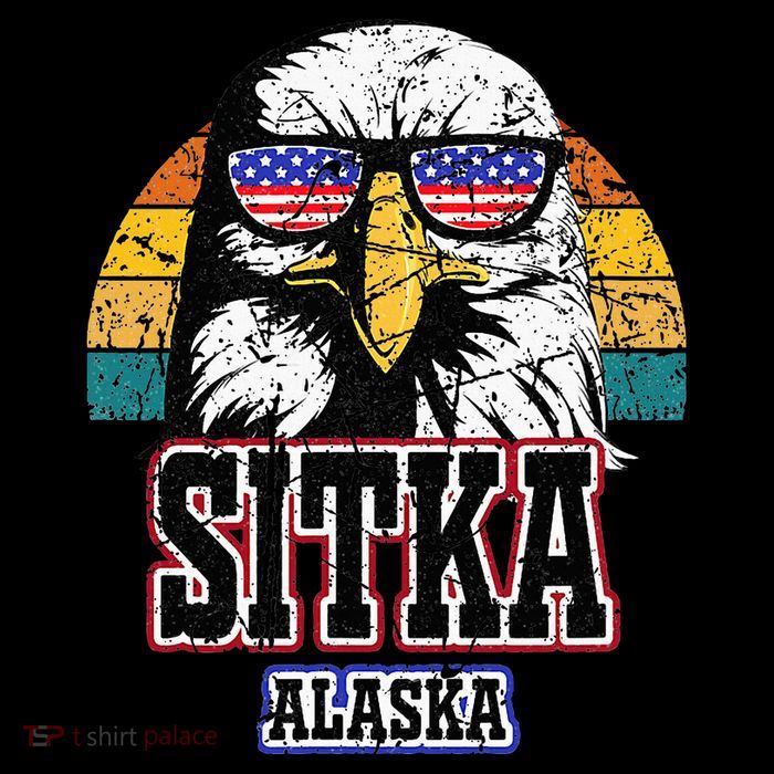 Sitka Alaska Bald Eagle Usa Flag 7-Panel Snapback Hat