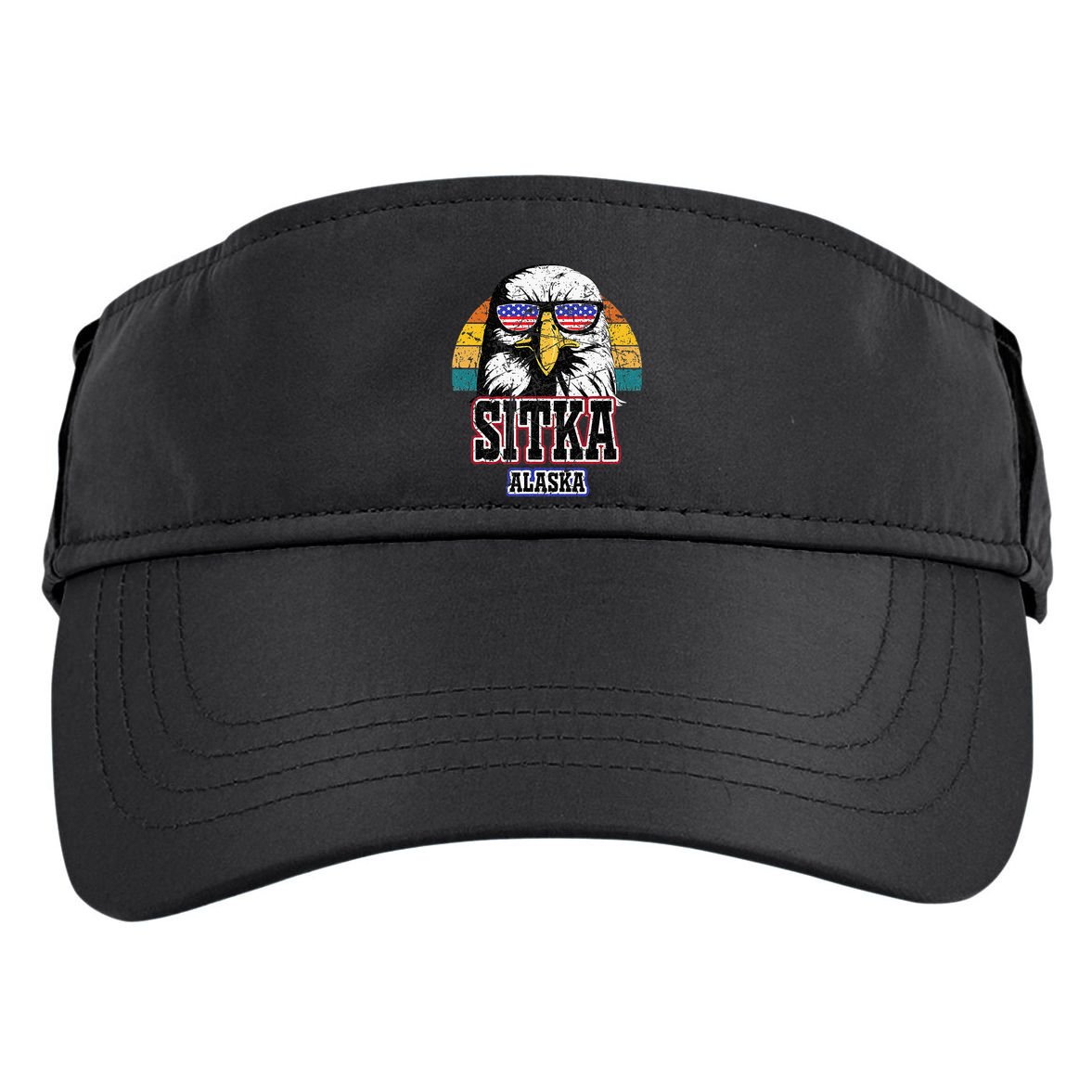 Sitka Alaska Bald Eagle Usa Flag Adult Drive Performance Visor