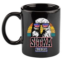 Sitka Alaska Bald Eagle Usa Flag 11oz C Handle Ceramic Mug