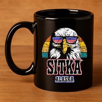 Sitka Alaska Bald Eagle Usa Flag 11oz C Handle Ceramic Mug