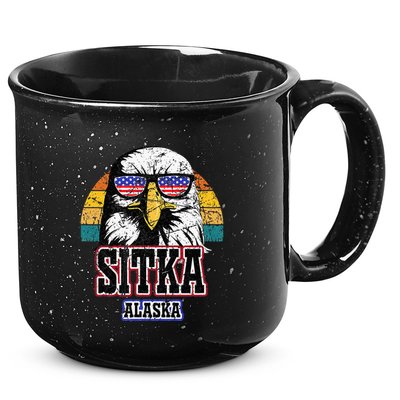 Sitka Alaska Bald Eagle Usa Flag 15oz Campfire Ceramic Mug