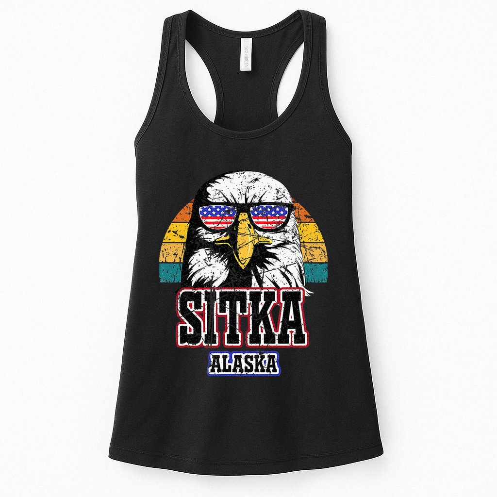 Sitka Alaska Bald Eagle Usa Flag Womens Tank Top