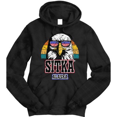Sitka Alaska Bald Eagle Usa Flag Tie Dye Hoodie