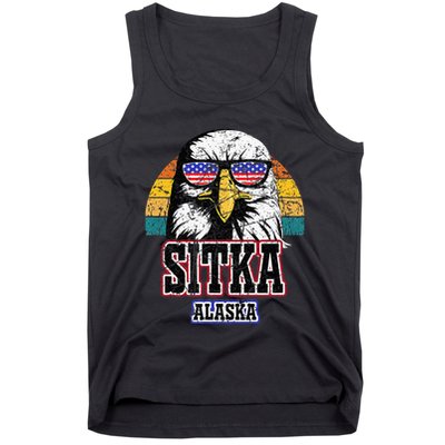 Sitka Alaska Bald Eagle Usa Flag Tank Top
