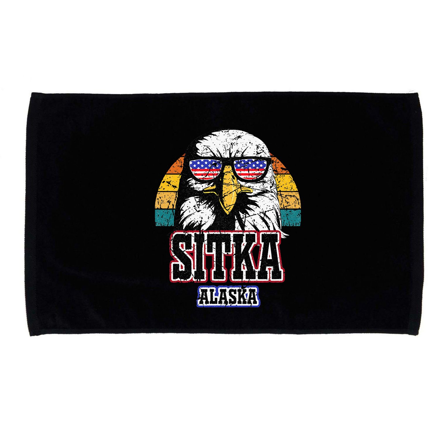 Sitka Alaska Bald Eagle Usa Flag Microfiber Hand Towel
