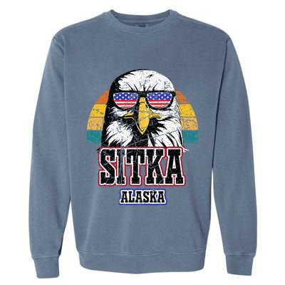 Sitka Alaska Bald Eagle Usa Flag Garment-Dyed Sweatshirt