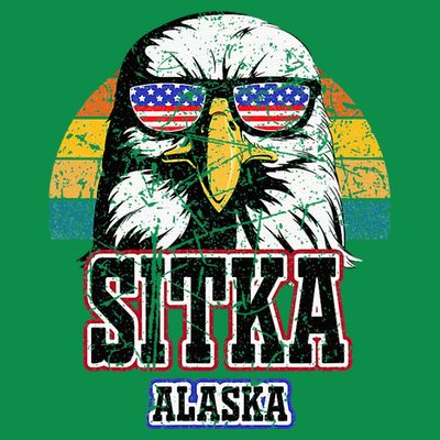 Sitka Alaska Bald Eagle Usa Flag T-Shirt