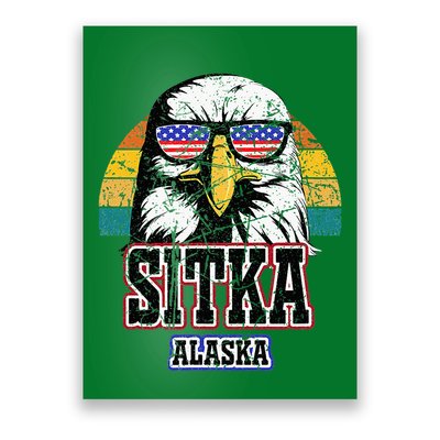 Sitka Alaska Bald Eagle Usa Flag Poster
