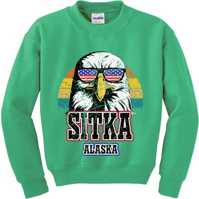 Sitka Alaska Bald Eagle Usa Flag Kids Sweatshirt