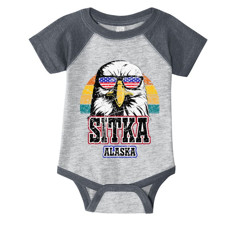 Sitka Alaska Bald Eagle Usa Flag Infant Baby Jersey Bodysuit