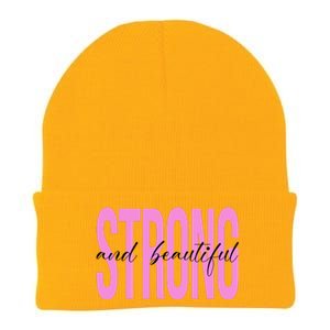 Strong And Beautiful Breast Cancer Awareness Knit Cap Winter Beanie