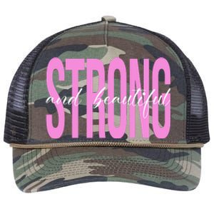 Strong And Beautiful Breast Cancer Awareness Retro Rope Trucker Hat Cap