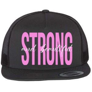 Strong And Beautiful Breast Cancer Awareness Flat Bill Trucker Hat