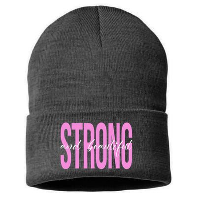 Strong And Beautiful Breast Cancer Awareness Sustainable Knit Beanie