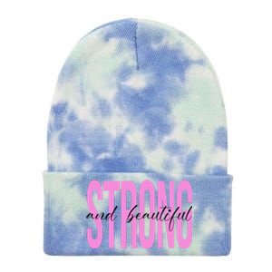 Strong And Beautiful Breast Cancer Awareness Tie Dye 12in Knit Beanie