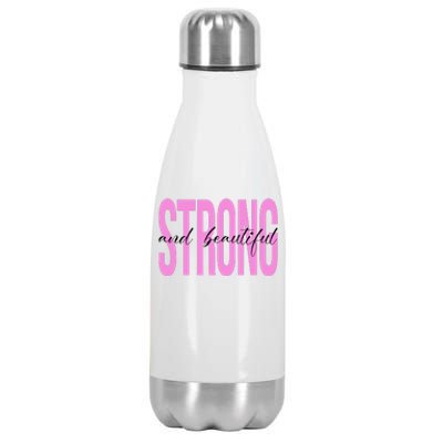 Strong And Beautiful Breast Cancer Awareness Stainless Steel Insulated Water Bottle