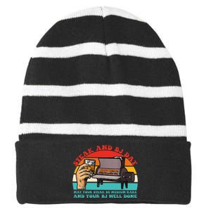 Steak And Bj Day Striped Beanie with Solid Band