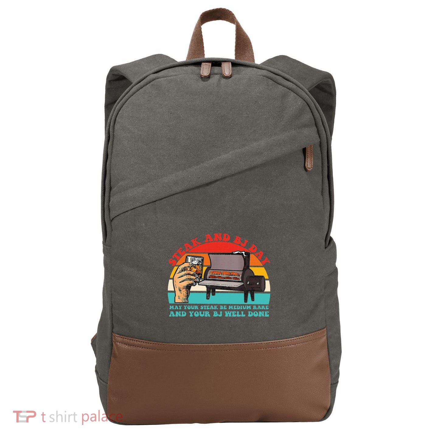 Steak And Bj Day Cotton Canvas Backpack
