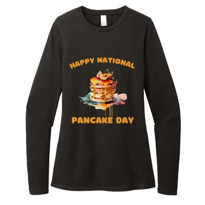 Syrup And Breakfast Happy National Pancake Day Meaningful Gift Womens CVC Long Sleeve Shirt