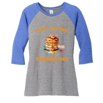 Syrup And Breakfast Happy National Pancake Day Meaningful Gift Women's Tri-Blend 3/4-Sleeve Raglan Shirt