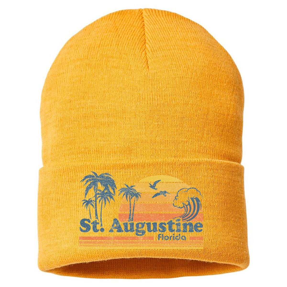 St Augustine Beach Florida Vintage Spring Break 70s Retro Sustainable Knit Beanie