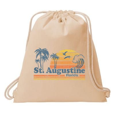 St Augustine Beach Florida Vintage Spring Break 70s Retro Drawstring Bag