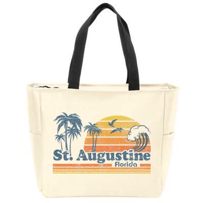St Augustine Beach Florida Vintage Spring Break 70s Retro Zip Tote Bag