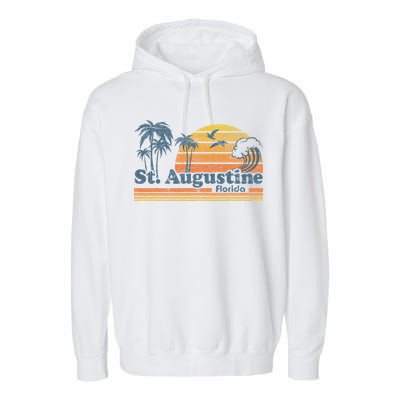 St Augustine Beach Florida Vintage Spring Break 70s Retro Garment-Dyed Fleece Hoodie